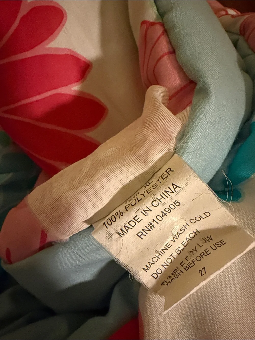 Bright Floral Twin XL Comforter - Reversible Turquoise & Coral Floral Print